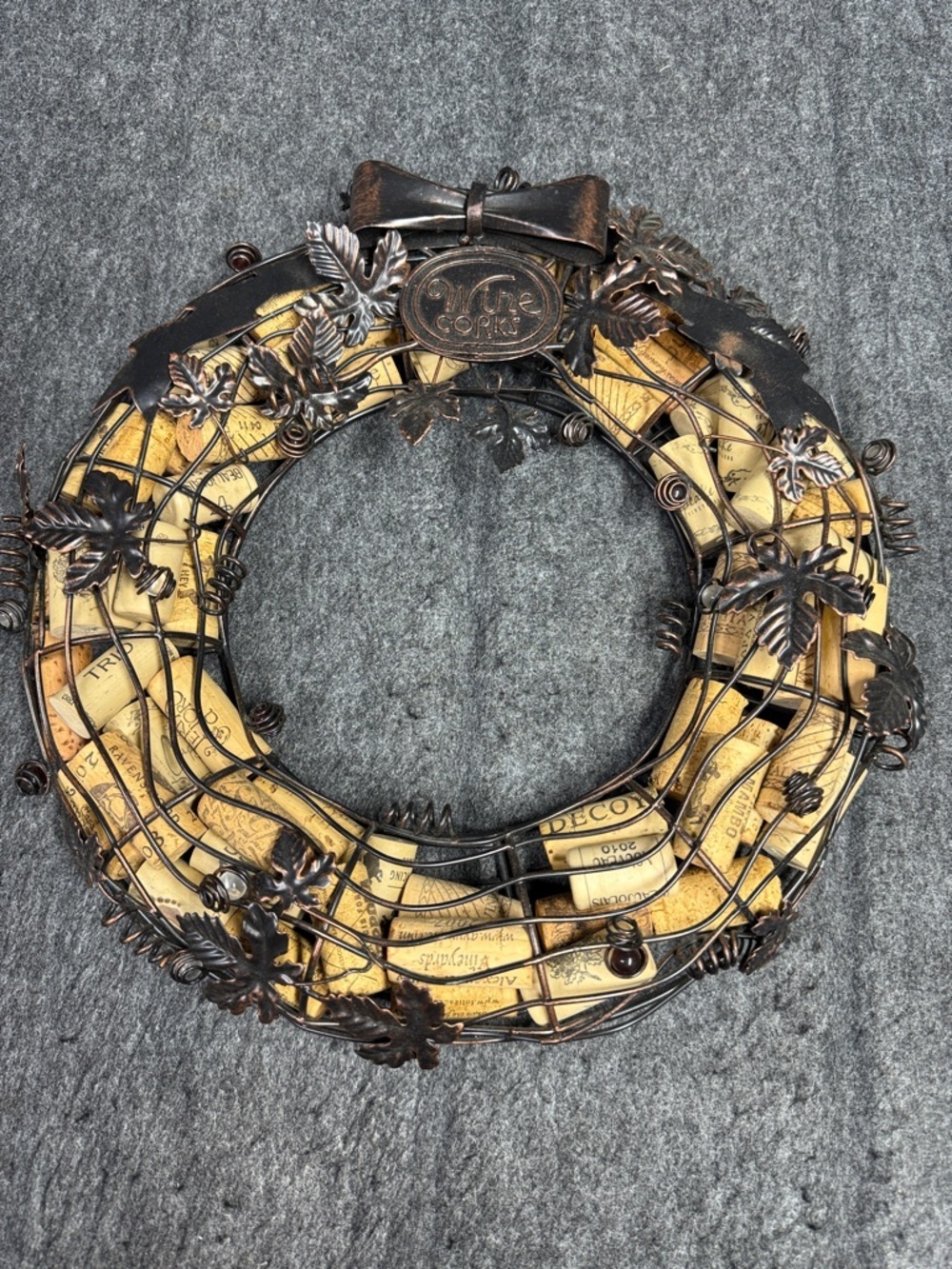 Decorative Wine Cork Wreath with Bronze Metal Accents - Brown - Picture 1 of 5